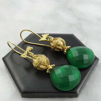 Emerald Topaz Mother Of Pearl Earrings, 3 of 4