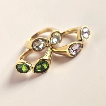14ct Gold Plated Double Gemstone Ring, 2 of 9