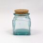 Set Of Recycled Glass Storage Jars | Square + Cork Lids, thumbnail 5 of 5