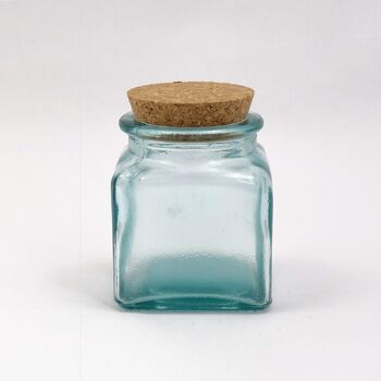 Set Of Recycled Glass Storage Jars | Square + Cork Lids, 5 of 5