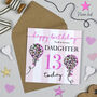 Leopard Love Balloon Daughter 13th Birthday Card, thumbnail 1 of 2