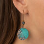 Bronze And Turquoise Aztec Coin Drop Earrings, thumbnail 2 of 3