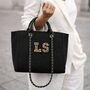 Personalised Leopard Print Patch Chain Large Initial Tote Bags, thumbnail 1 of 2