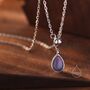 Delicate Purple Opal Droplet Lariat Pendant Necklace, thumbnail 3 of 12