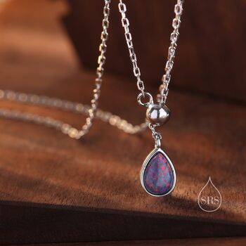 Delicate Purple Opal Droplet Lariat Pendant Necklace, 3 of 12