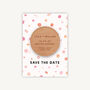 Bright Pink Confetti Wooden Magnet Save The Date, thumbnail 1 of 5