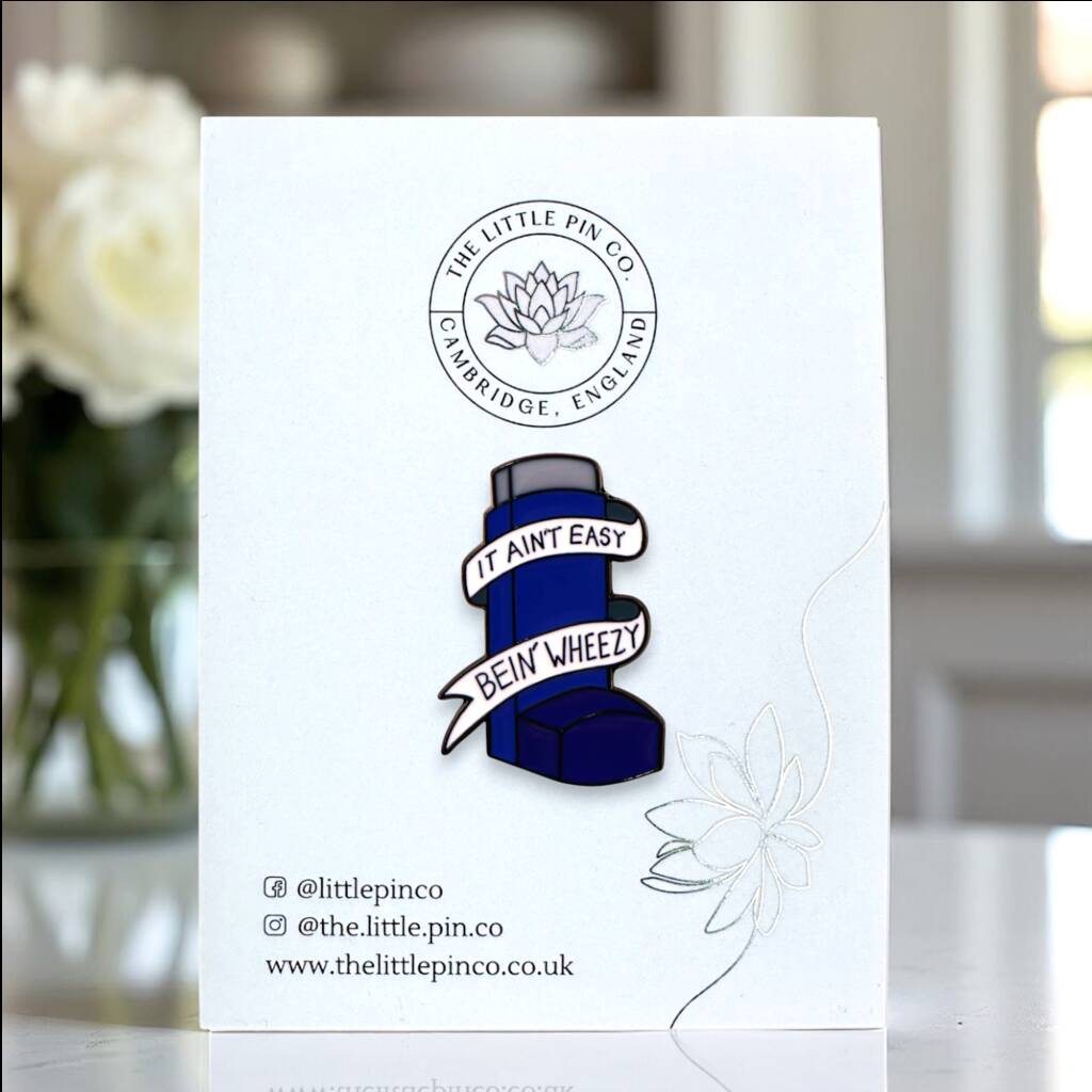 It Ain't Easy Bein' Wheezy Asthma Pump Inhaler Enamel Pin, 1 of 8