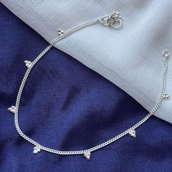 Sterling Silver Grape Summer Payal Indian Anklet, 3 of 5
