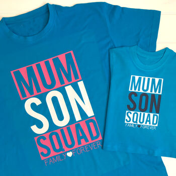 Personalised Mum And Son Squad T Shirt Set, 3 of 8
