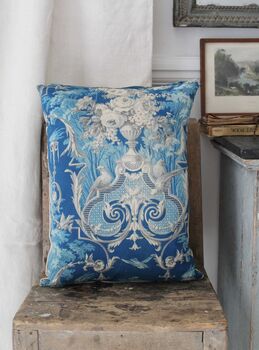 Blue And Grey Vintage Toile Scatter Cushion, 7 of 7