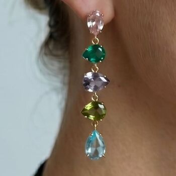 Hanabi Mixed Stone Drop Earrings, 4 of 4