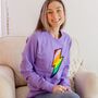 Lavender Embroidered Rainbow Lightning Bolt Sweatshirt, thumbnail 2 of 5