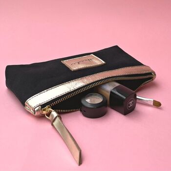 Personalised Canvas And Leather Make Up Bag, 2 of 4