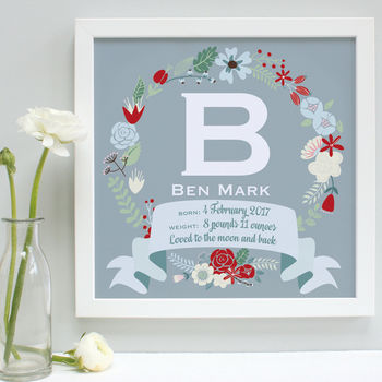 Personalised New Baby Framed Initial Print, 4 of 9