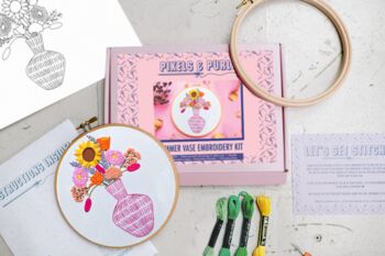 Summer Vase Floral Modern Embroidery Kit For Beginners, 3 of 5