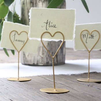 Set Of Eight Heart Name Place Holders White / Gold, 4 of 6