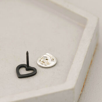 Sterling Silver Heart Lapel. Wedding Tie Pin For Groom, 4 of 9