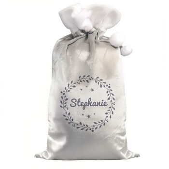 Personalised Holly Grey Christmas Sack, 3 of 3