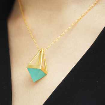 Multi Gemstone Silver Long Pyramid Necklace, 2 of 4