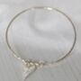 Sterling Silver Textured Long Heart Charm Bangle, thumbnail 2 of 6