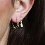 Round Moonstone And Pearl Earrings 9ct Gold Or Silver, thumbnail 1 of 5