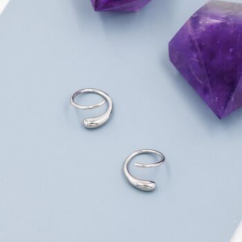 Sterling Silver Spiral Hoop Earrings, 5 of 12