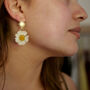 Daisy Sunrise Stud Earrings In Gold Plated Silver, thumbnail 2 of 8