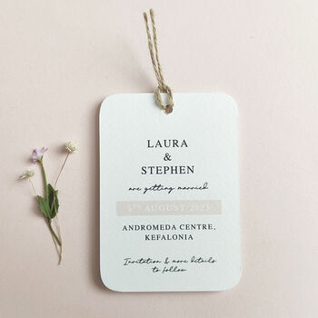 Save The Date Tag With Wedding Destination Illustration, 5 of 12