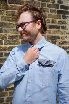 Mens Blue Floral Print Pocket Square, 8 of 8