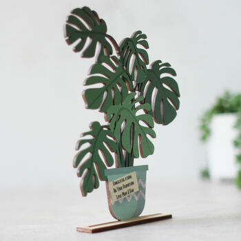 Personalised Wooden Card, Monstera Plant, 3 of 5