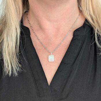 The Rectangle Moonstone Necklace, Silver, 6 of 9
