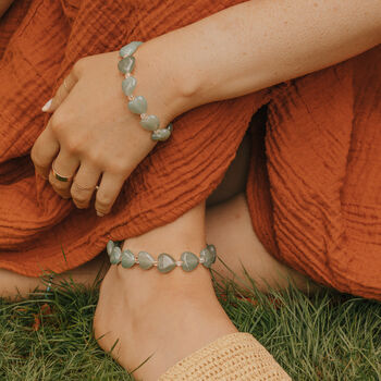 Green Aventurine Love Heart Crystal Anklet Bracelet, 3 of 5