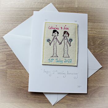 Anniversary Card, Personalised, Embroidered, 2 of 4