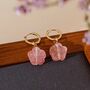 Carved Botan Cherry Quartz Earrings, thumbnail 1 of 11