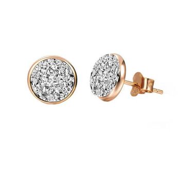 Silver Druzy Round 18k Rose Gold Plated Earrings, 2 of 4