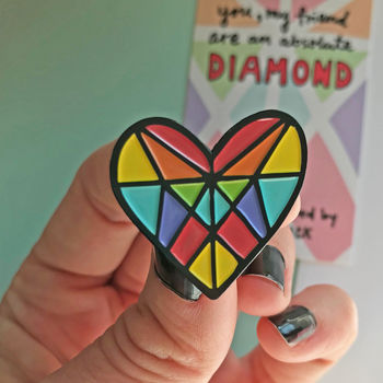Rainbow Diamond Heart Pin, 6 of 8