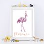 Personalised Illustrated Flamingo Print, thumbnail 3 of 4