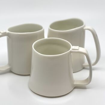 Porcelain White Cup Mug Glazed Handmade, 4 of 10