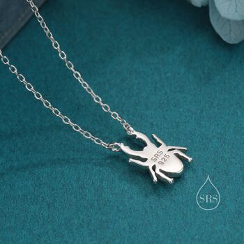 Sterling Silver Tiny Stag Beetle Pendant Necklace, 5 of 12