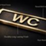 Classic Brass Wc Door Plaque With Black Finish, thumbnail 6 of 6