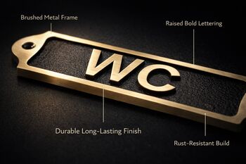 Classic Brass Wc Door Plaque With Black Finish, 6 of 6