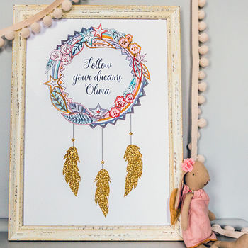 Personalised Name Dream Catcher Print For Children, 3 of 11