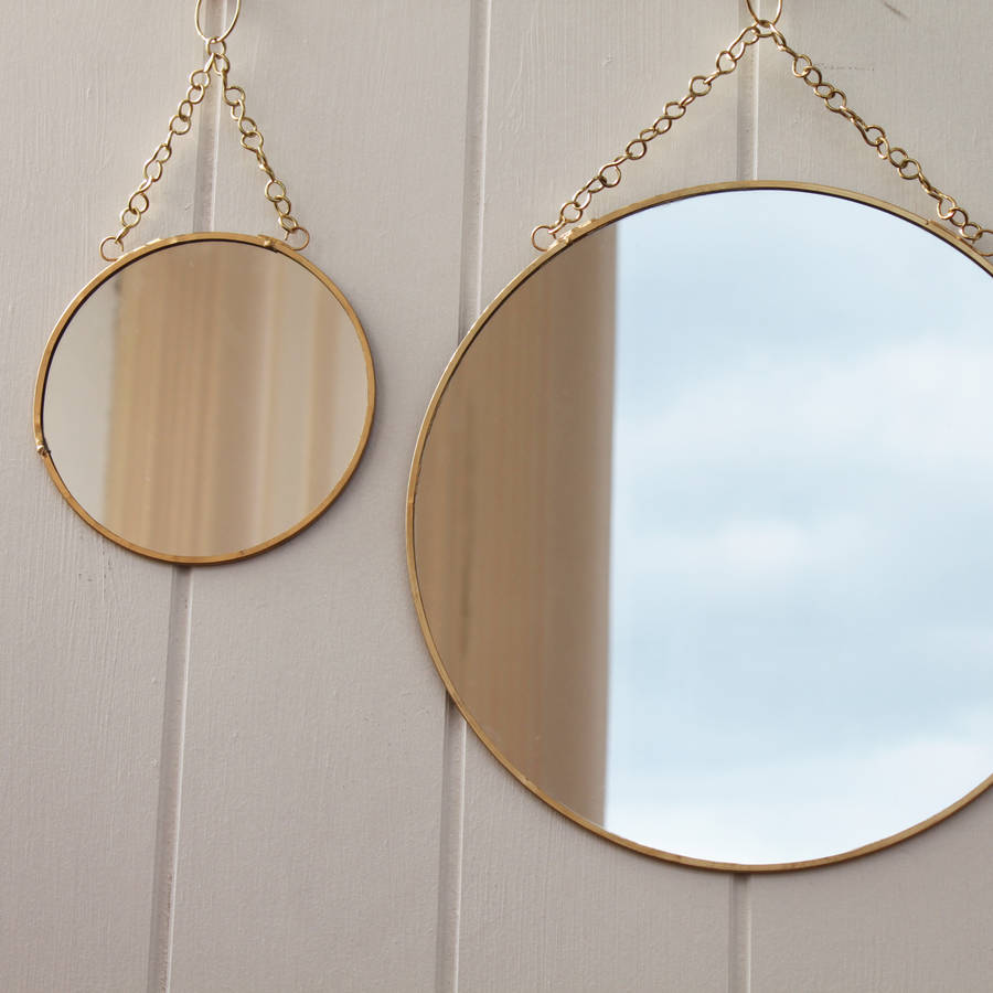 brass circular mirror with chain by posh totty designs interiors