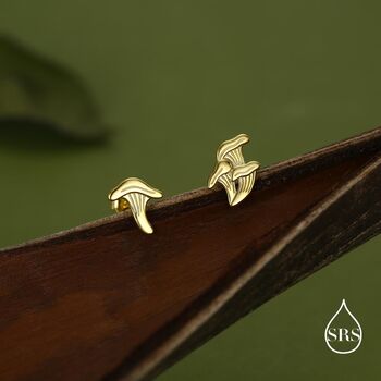Mismatched Chanterelle Mushroom Stud Earrings In Sterling Silver, 6 of 12
