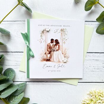 Handmade Wedding Day Card, Romantic Black Bride And Groom Design, 3 of 8