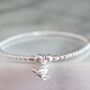 Sterling Silver Robin Beaded Stretch Bracelet, thumbnail 8 of 11