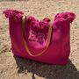 Personalised Hetty Solid Colour Straw Fringe Shoulder Tote Beach Bag, thumbnail 5 of 5