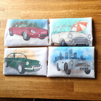 Set Of Four Handkerchiefs With Classic British Cars, 7 of 10