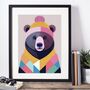 Cosy Grizzly Bear Portrait Illustration Art Print, thumbnail 3 of 3