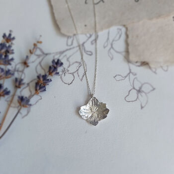 Hydrangea Pressed Flower Necklace Sterling Silver, 7 of 10